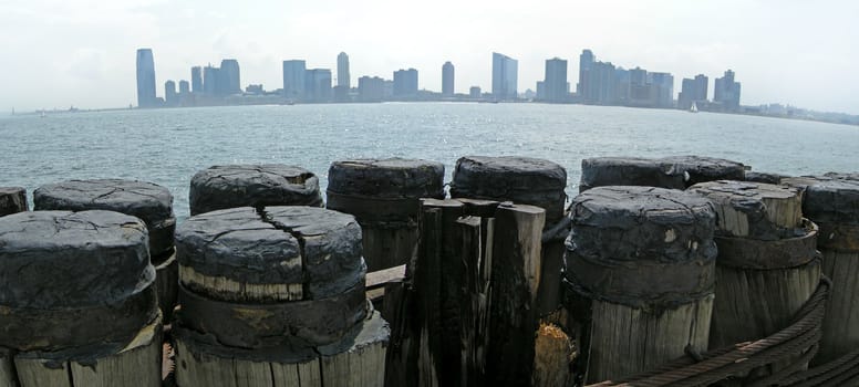 Jersey City silhouette viewed from Manhattan, panorama photo