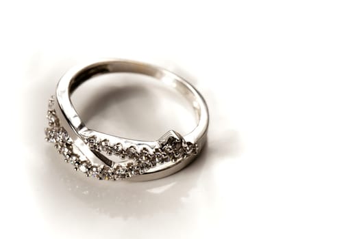 White Gold engagement Ring with several diamonds