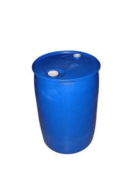 This is a picture of a blue plastic 55 gallon storage drum.