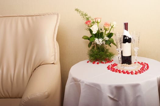 Hotel room prepared specially for newlyweds