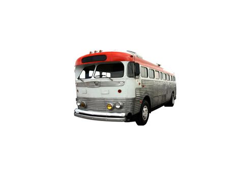 This is a picture of an old intercity bus isolated on white.