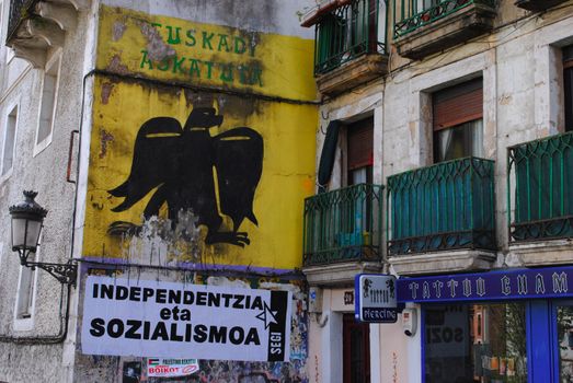 A basque separatist mural in the city of Irun, in the province of Gipuzkoa in the Basque Autonomous Community, Spain.