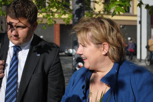 Erna Solberg (born 24 February 1961) is a Norwegian politician, and current leader of the Conservative Party of Norway (Høyre). She was the Municipal and Regional Minister in Kjell Magne Bondevik's second government, 19 October 2001 until 17 October 2005.