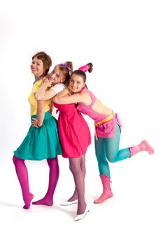 people series: three young girls in bright clothes