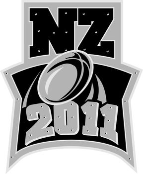 illustration of a ball flying with words New Zealand Rugby 2011