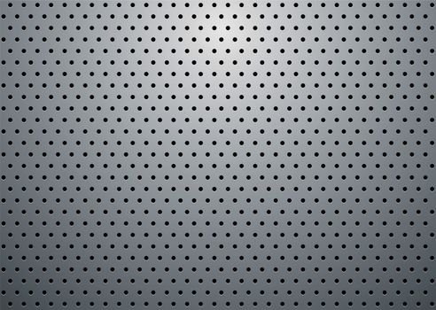 Abstract silver grill background with holes and reflective shadow