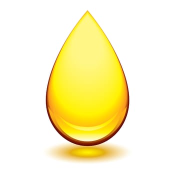 Golden amber icon with tear droplet shape and shadow glow