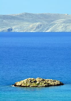 Travel photography: Rocky Island in The Mediterranean Sea, Crete, Greece