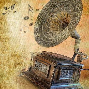 vintage background with gramophone