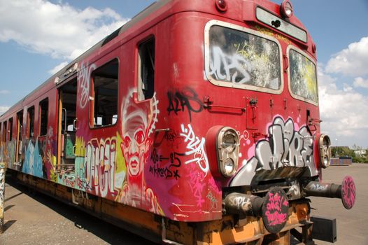 Graffiti on an old vandaliced train