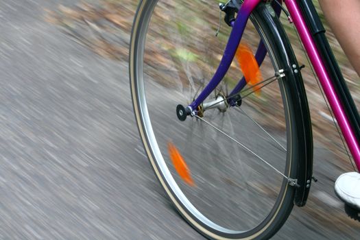 Bicycle riding at the high speed with motion blur