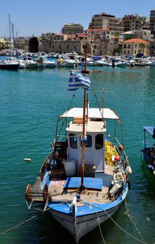 Travel photography: Fishing boat. Port of Heraklion, Crete, Greece