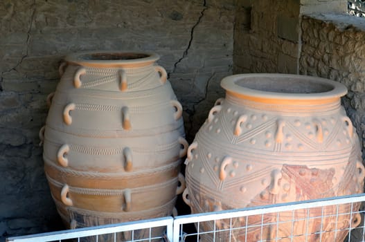 Travel photography: Ancient ruins: vases at the Knossos Palace in Crete, Greece