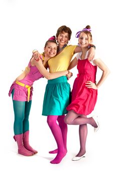 people series: three young girls in bright clothes
