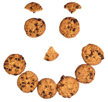 Smiling face make of chocolate cookies