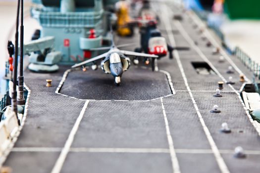 Plastic model detail of warship. Public collection.
