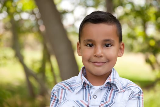 Handsome Young Hispanic Boy Having Fun in the Park.