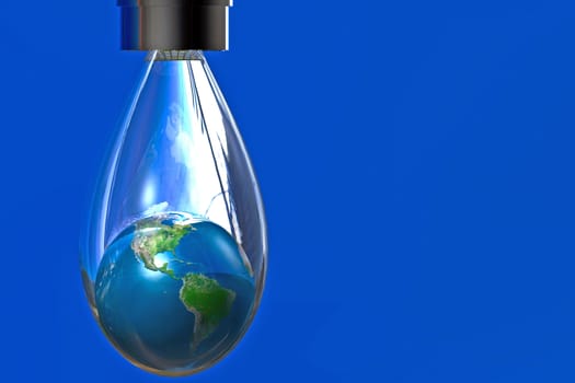 Earth in a drop of water under spigot