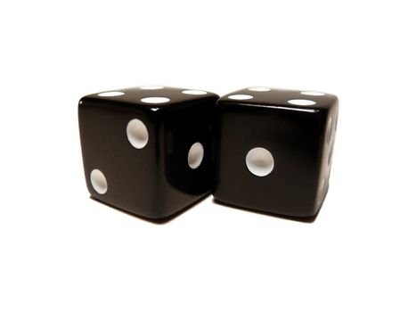 Pair of black dice isolated on a white background