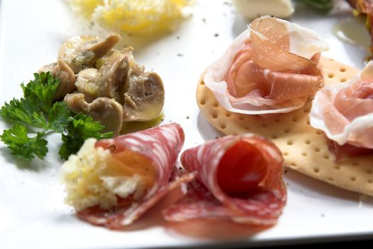 Plate filled with delicious anti pasti