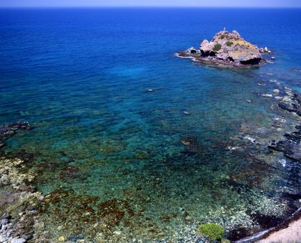 The small rock formation known as the Baths of Aphrodite on the island of Cyprus
