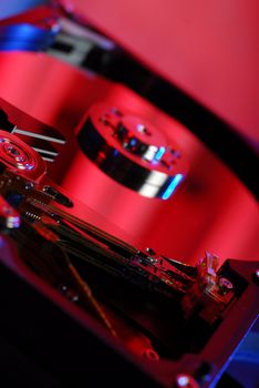 Open hard disk close-up