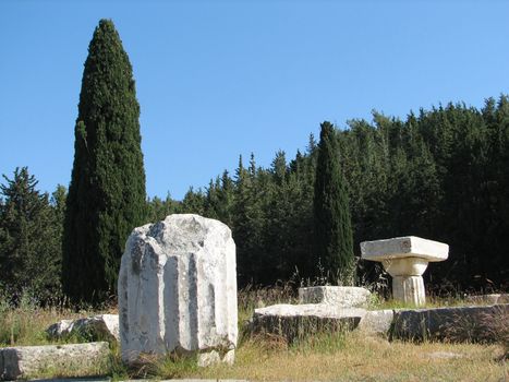 antique Greek column on the Island of Kos in the Mediterranean area, called Asclepion, hospital of the famous doctor Hippokrates