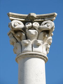 antique Greek column on the Island of Kos in the Mediterranean area, called Asclepion, hospital of the famous doctor Hippokrates