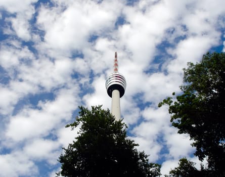 A photography of the first tv broadcasting tower of the world in Stuttgart Germany