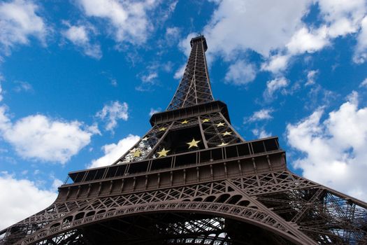 Eiffel tower on background cloud blue sky