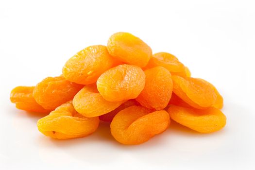 food series: dried apricots one the white background