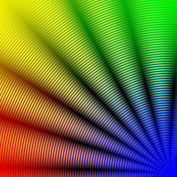 abstract rainbow colourful striped concentric spiral with corner