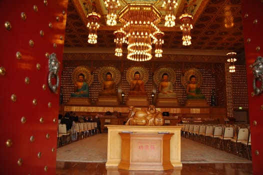 Nan Tien Temple interior, the largest Buddhist Temple in the Southern Hemisphere,  Wollongong, Australia