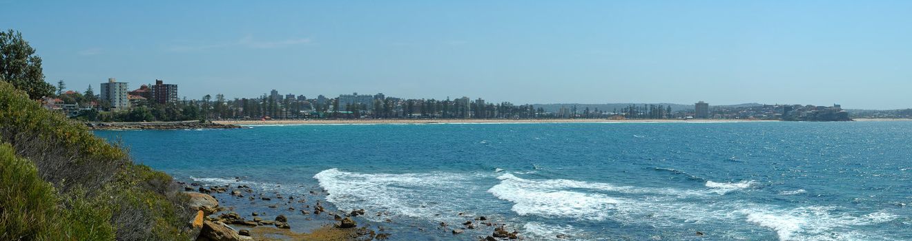 Manly beach and coastline panorama photo, Sydney, Australia