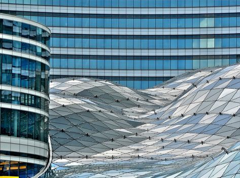 Close up shot of  Tarasy mall in Warsaw city center