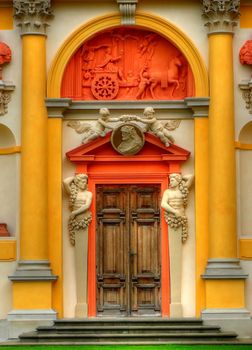 Closeup of an entrance door of the Wilanow palace in Warsaw