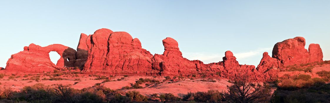 Panoramic sunset in Arches National Park, Utah