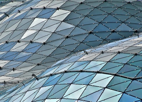 details of the roofs of Tarasy mall in Warsaw city center