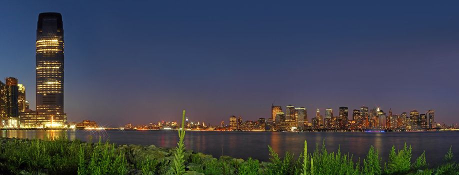 View from Jersey City, Manhattan in background, night scene