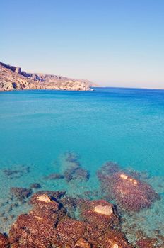 Travel photography: View of the Mediterranean Sea and east coast of Crete