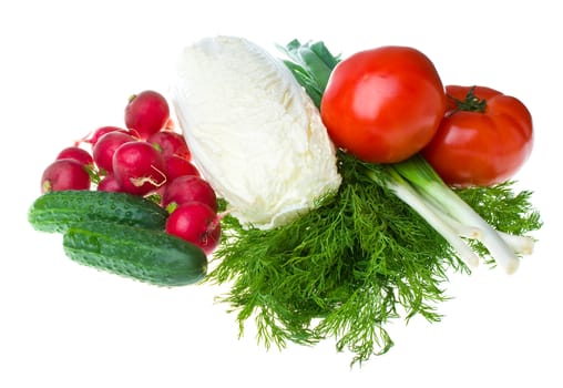 heap of fresh various vegetables, isolated on white