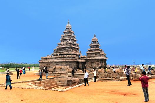 Famous shore temple in a south Indian state world heritage site