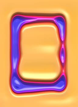 texture of 3d silicon violet grunge frame shape on orange 