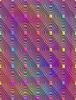 seamless texture of repeating ornamental shapes in bright colors