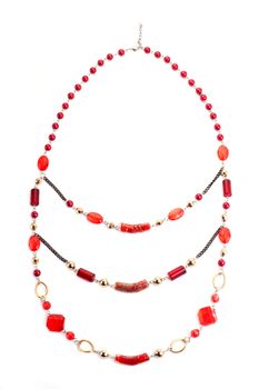 Red gem necklace on white