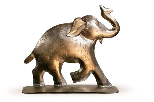 A metal figure of elephant.