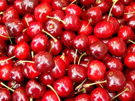 bing cherries on a market stall