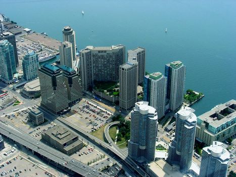 Many development of new architectural objects on the skyline of Toronto. 