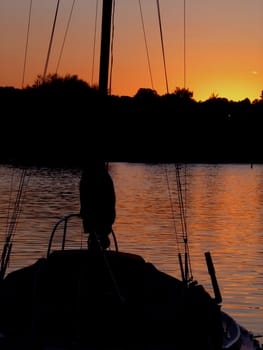 Early Fall sunset in marina. 