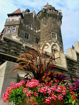 The East or Scottish Tower (back view) of the castle Casa Loma. Casa Loma one of the famous Canadian Castles situated in Toronto - Ontario.   